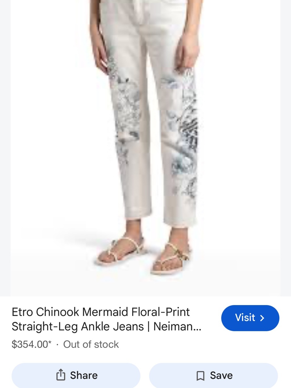 Etro Cream and Blue Chinook mermaid jeans